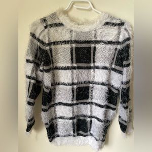 Fuzzy Checkered Sweater